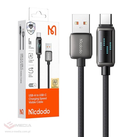 Kabel USB-A do USB-C Mcdodo CA-2350, 6A, wyświetlacz LED, 1.2m