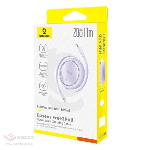 Kabel BASEUS Free2Pull USB-C-Lightning 1m 20W (fioletowy)
