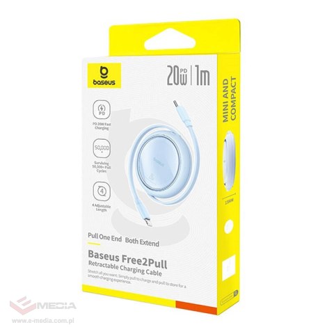 Kabel BASEUS Free2Pull USB-C-Lightning 1m 20W (niebieski)