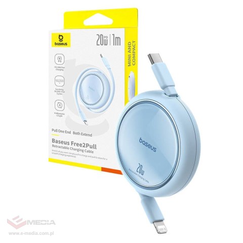 Kabel BASEUS Free2Pull USB-C-Lightning 1m 20W (niebieski)