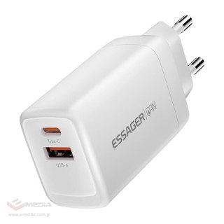 Ładowarka USB-C+USB-A 65W Essager GaN (biały)