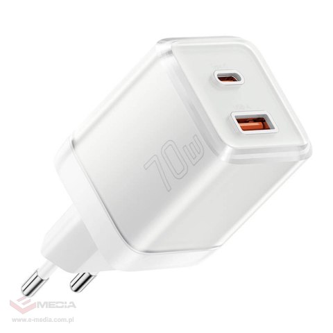 Ładowarka sieciowa Yueqi 70W GaN USB-C + USB-A (biały)