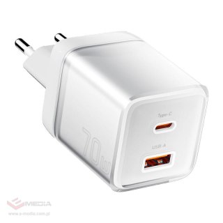 Ładowarka sieciowa Yueqi 70W GaN USB-C + USB-A (biały)