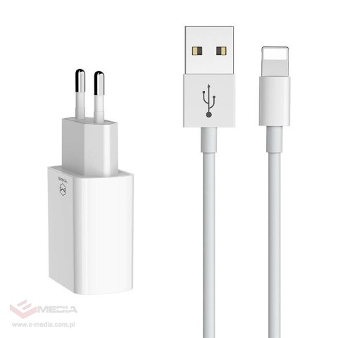 Podwójna ładowarka USB Mcdodo CH-6720 (EU) Lightning 1m Travel set (biały)