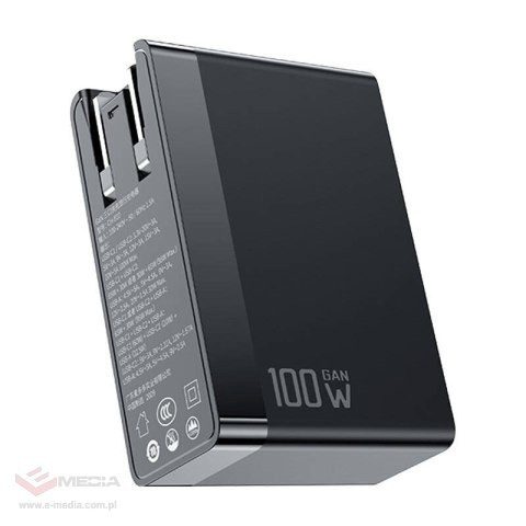 Uniwersalna ładowarka sieciowa/adapter podróżny UK/US/EU GaN Mcdodo CH-8101 Pro, 100W, 2xUSB-C, USB-A (czarna)