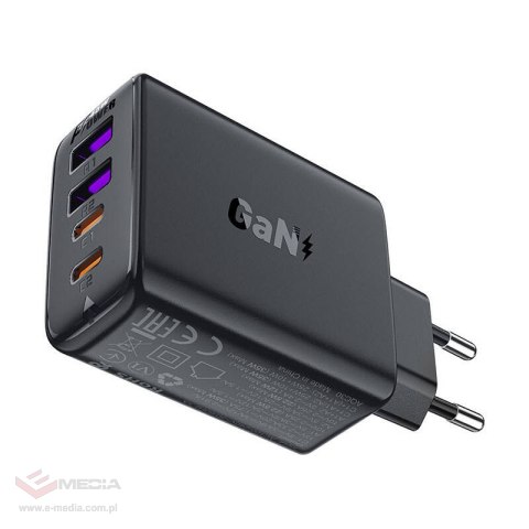 Ładowarka Acefast A61 GaN 2xUSB-A, 2xUSB-C PD45W EU (czarna)