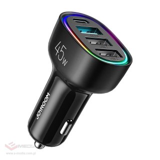 Ładowarka samochodowa Joyroom JR-CL09, 1x USB-C PD, 1x QC3.0 USB, 2x USB 45W (czarna)