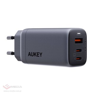 Ładowarka sieciowa Aukey PA-B6U, 1xUSB-A, 2xUSB-C, 67W (szara)