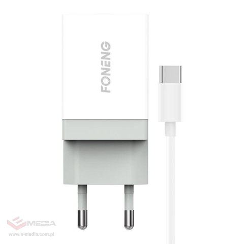 Ładowarka sieciowa Foneng K210, 1xUSB + Kabel USB C 1m