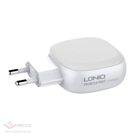 Ładowarka sieciowa LDNIO A3510Q, 2x USB + USB-C, PD + QC 3.0, 32W (biała)