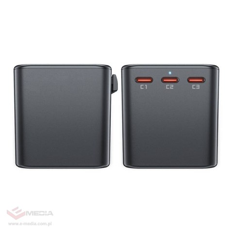 Multifunkcyjna ładowarka sieciowa podróżna Acefast Z1, 2xUSB-A, 3xUSB-C, GaN, 67W, US/EU/UK/AU (czarna)