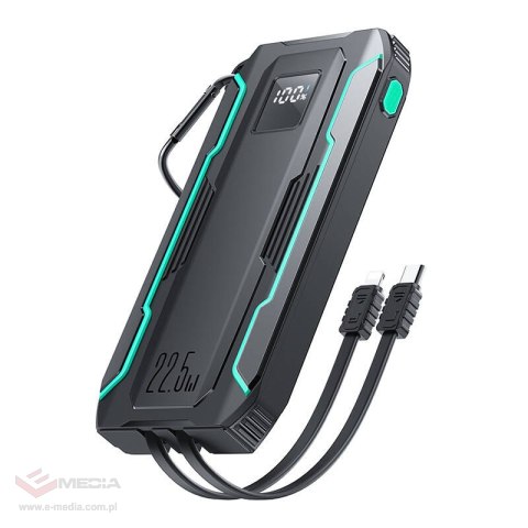 Powerbank Joyroom JR-L017 10000mAh, 22.5W, z kabel Lightning + USB-C (czarny)