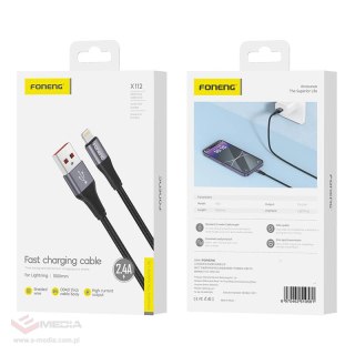 Kabel USB-A do Lightning Foneng X112 2,4A, 1m (czarny)