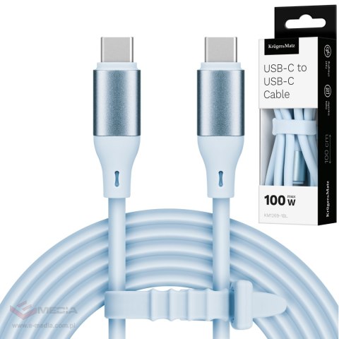 Kabel USB typu C - USB typu C 100 W 1 m silikonowy niebieski Kruger&Matz Basic