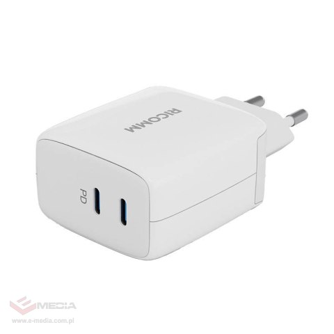 Ładowarka sieciowa 65W GaN Ricomm RC652 EU, 2xUSB-C + kabel USB-C 2.1m