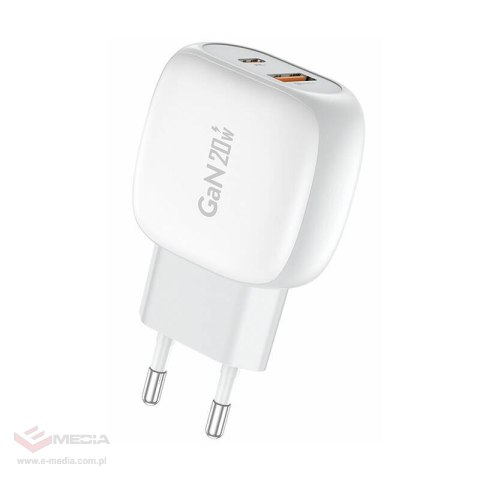 Ładowarka sieciowa Foneng EU41 USB-C+USB-A 20W + kabel USB-C - Lightning (biała)