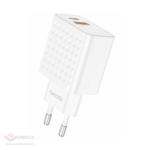 Ładowarka sieciowa Foneng EU42 USB-C+USB-A 20W + kabel USB-C - USB-C (biała)