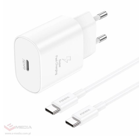 Ładowarka sieciowa Foneng EU51 USB-C 25W + kabel USB-C - USB-C (biała)