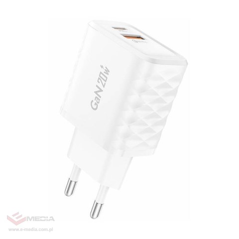 Ładowarka sieciowa Foneng EU56 1xUSB-A, 1xUSB-C, 20W (Biała) + kabel USB-A do Lightning