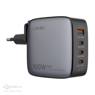 Ładowarka sieciowa 100W LDNIO Q408 USB-A + 3x USB-C (czarna)