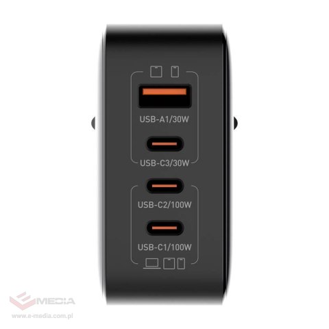 Ładowarka sieciowa 100W LDNIO Q408 USB-A + 3x USB-C (czarna)