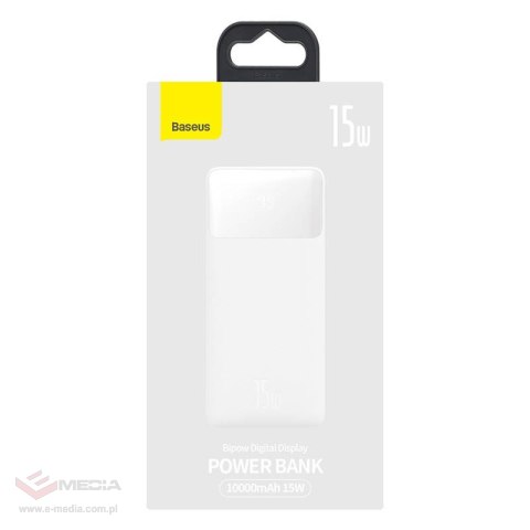 Powerbank Baseus Bipow 10000mAh, 2xUSB, USB-C, 15W (biały)