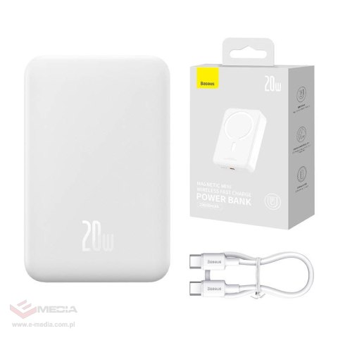 Powerbank magnetyczny Baseus Magnetic Mini 20000mAh, USB-C 20W MagSafe (biały)