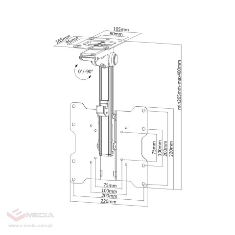 Uchwyt do sufitu/skosu uniwersalny do LED TV (17-37") LCD-CM222