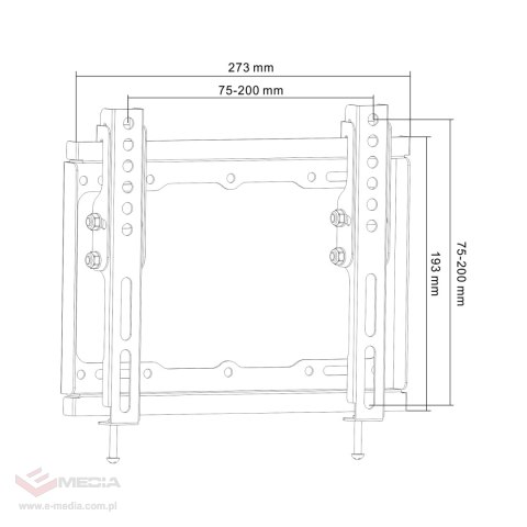 Uchwyt naścienny uniwersalny do LED TV (13-42") LP34-22T regulacja w pionie