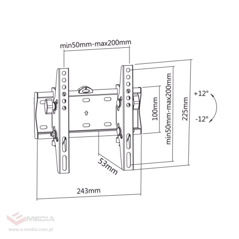 Uchwyt naścienny uniwersalny do LED TV (23-42") regulacja w pionie