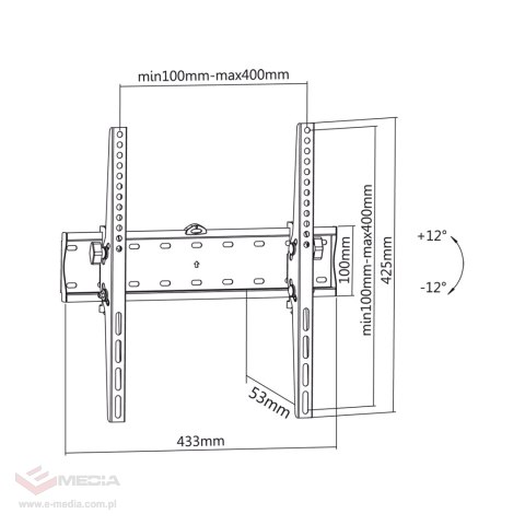 Uchwyt naścienny uniwersalny do LED TV (32-55") regulacja w pionie