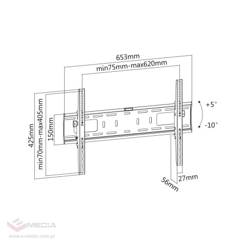 Uchwyt naścienny uniwersalny do LED TV (37-70") LP42-46DT regulacja w pionie