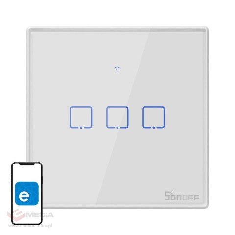 Dotykowy włącznik światła WiFi + RF 433 Sonoff T2 EU TX (3-kanałowy)