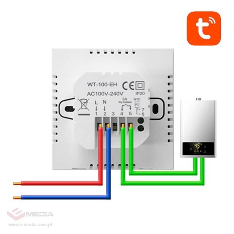 Inteligentny termostat boilera CWU Avatto ZWT100 3A ZigBee TUYA