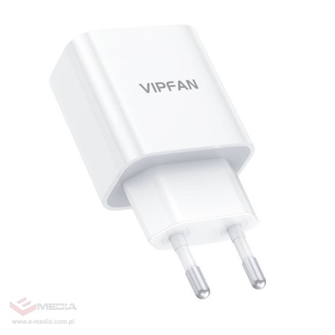 Ładowarka sieciowa VFAN E04, USB-C, 20W, QC 3.0 + kabel USB-C (biała)