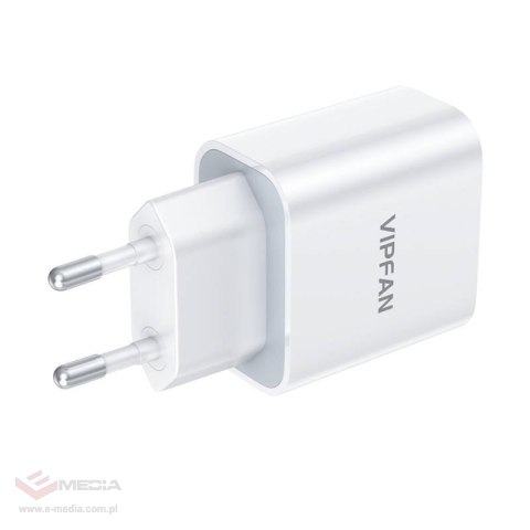 Ładowarka sieciowa VFAN E04, USB-C, 20W, QC 3.0 + kabel USB-C (biała)