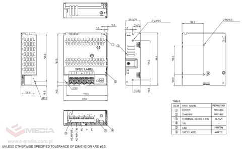 ZASILACZ IMPULSOWY PMT-12V50W2BA Delta Electronics