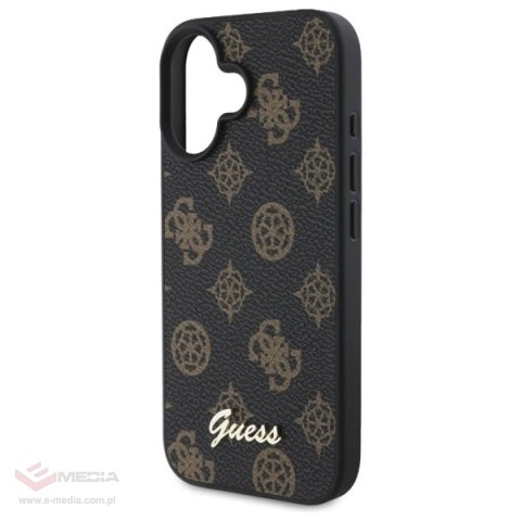 Etui Guess Peony Script MagSafe na iPhone 16 - czarne