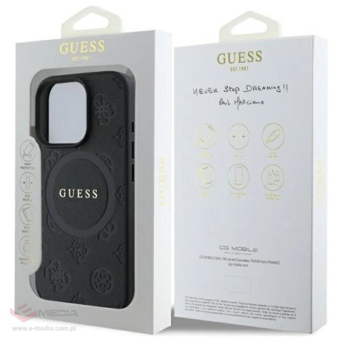 Etui Guess Saffiano Peony Classic Logo MagSafe na iPhone 16 Pro Max - czarne