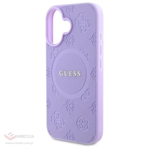 Etui Guess Saffiano Peony Classic Logo MagSafe na iPhone 16 - fioletowe