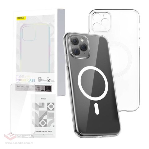 Etui ochronne Baseus Magnetic Crystal Clear do iPhone 11 Pro (transparentne) + szkło hartowane + zestaw czyszczący