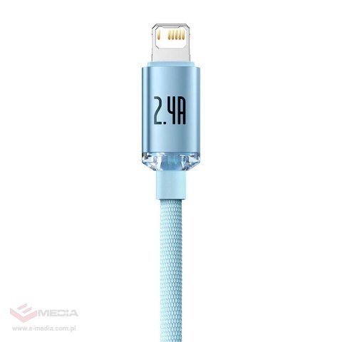 Kabel USB do iP Baseus Crystal Shine, 2.4A, 1.2m (niebieski)