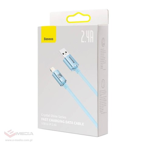 Kabel USB do iP Baseus Crystal Shine, 2.4A, 1.2m (niebieski)