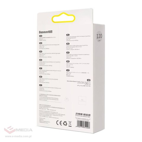 Kabel USB do iP Baseus Crystal Shine, 2.4A, 1.2m (niebieski)