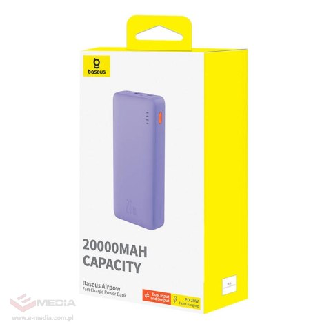 Powerbank Baseus Airpow 20000mAh 20W (fioletowy)