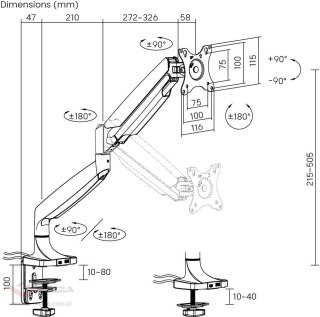 Uchwyt do monitora 17"-45" Spacetronik SPA-S110B USB