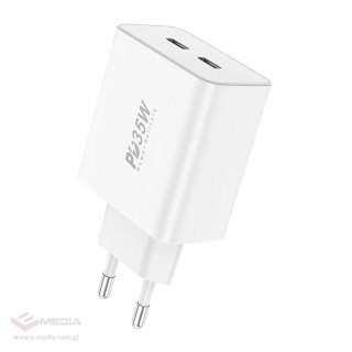 Ładowarka sieciowa Foneng EU50, PD 35W 2x USB-C (biała)