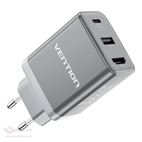 Ładowarka sieciowa Vention FJAH0-EU USB(C+A)+HDMI GaN (60W/5W/4K@60Hz) (szara)