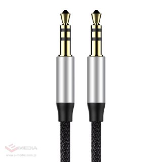 Kabel audio mini jack 3,5mm AUX Baseus Yiven 1,5m (czarno-srebrny)