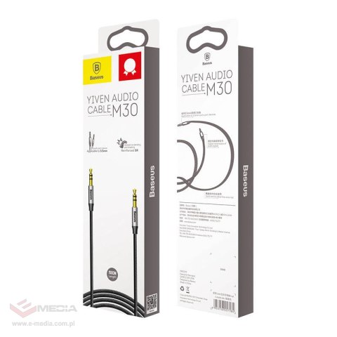 Kabel audio mini jack 3,5mm AUX Baseus Yiven 1,5m (czarno-srebrny)